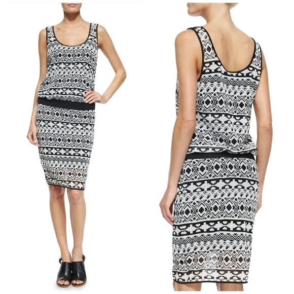 Black Halo Cassie Sleeveless Geometric Print Dress - Picture 1 of 9